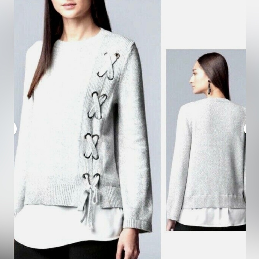 EUC SIMPLY VERA BY VERA WANG SIDE LACE SWEATER